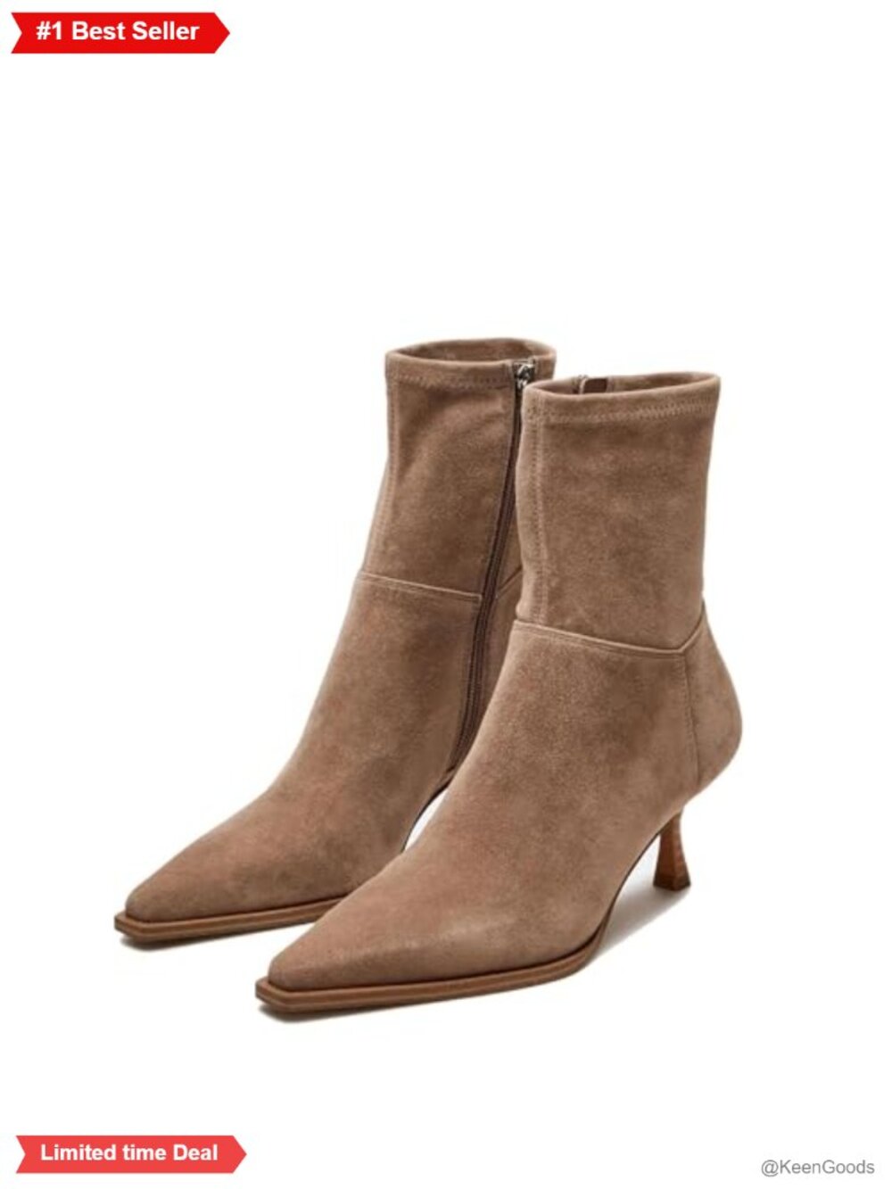 Kitten Heel Ankle Boots Pointed Toe Side Zip Booties